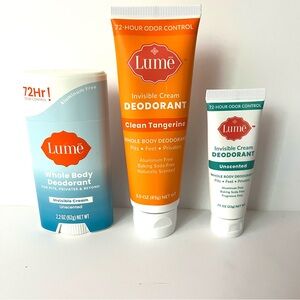 Lume Invisible Cream Deodorants Set of 3, all sealed per photo